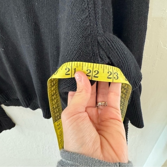 Project Naadam Black Cotton Acrylic Blend Ruffled Mock Neck Knit Sweater Small - Picture 6 of 9